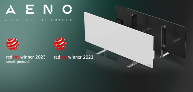 AENO Premium Eco Smart Heater in the winner of the Red Dot Award 2023 in the categories "Heating and air conditioning technology” and “Smart products"