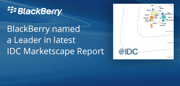 BlackBerry е признат за водещ доставчик на UEM в доклада на IDC MarketScape